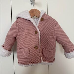 Carter's Blush Knit Baby Jacket with Sherpa Lining